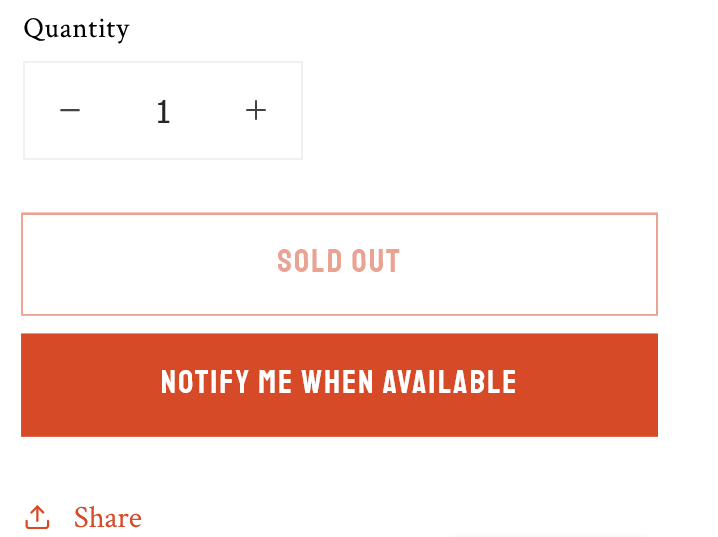 "Notify me when the product is back in stock" button