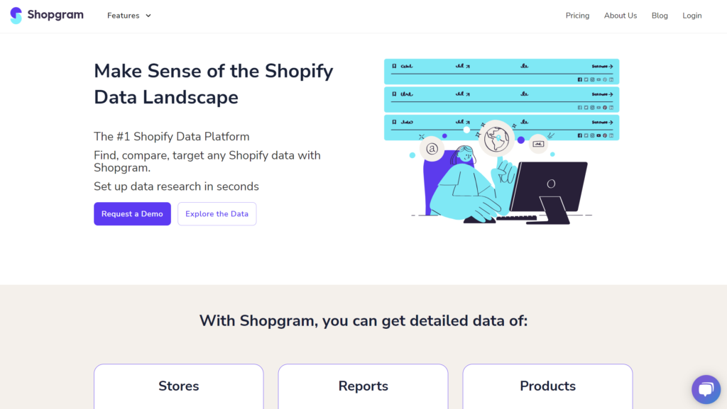 Shopgram's home page.