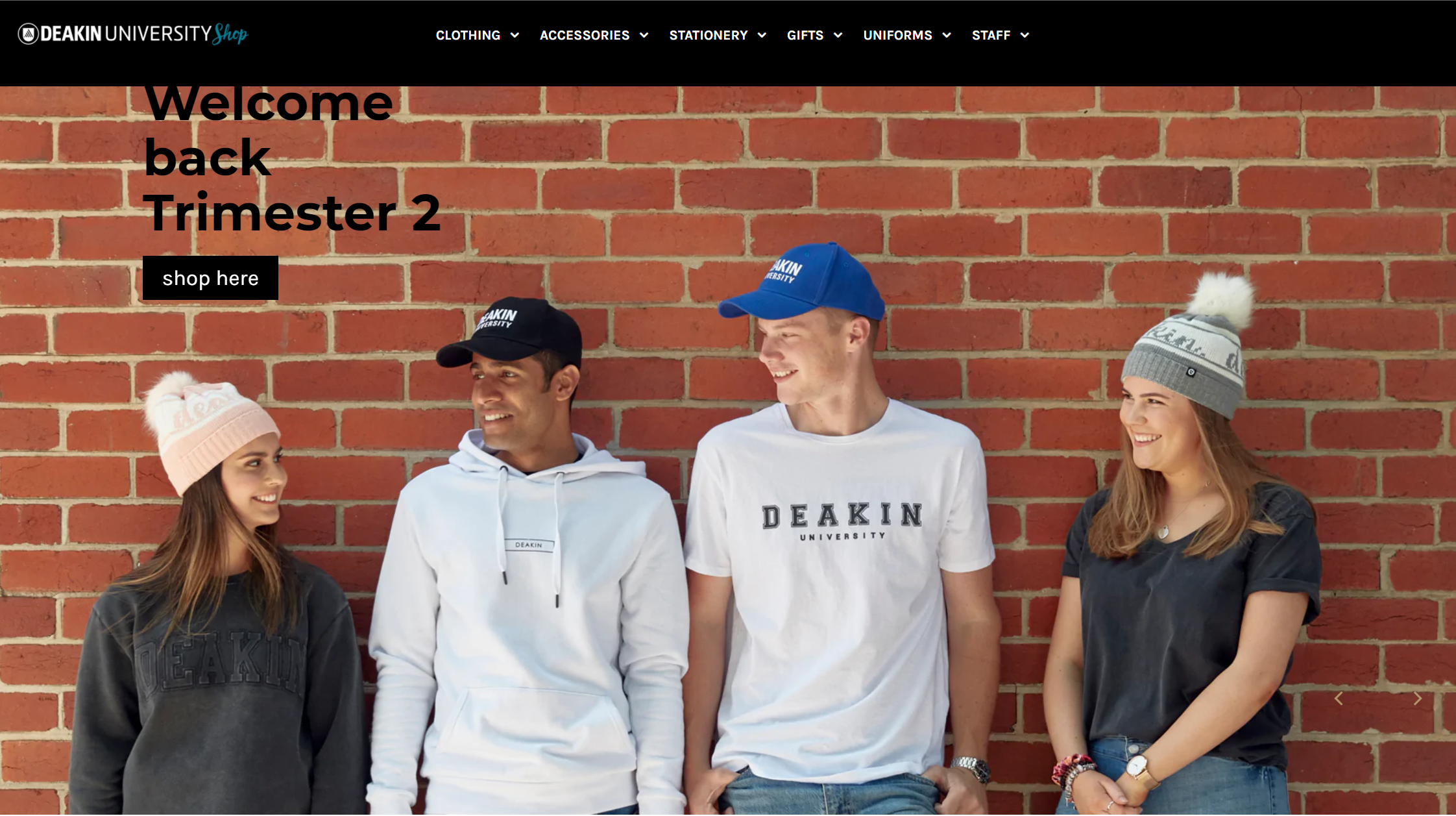 Deakin University merchandise store homepage